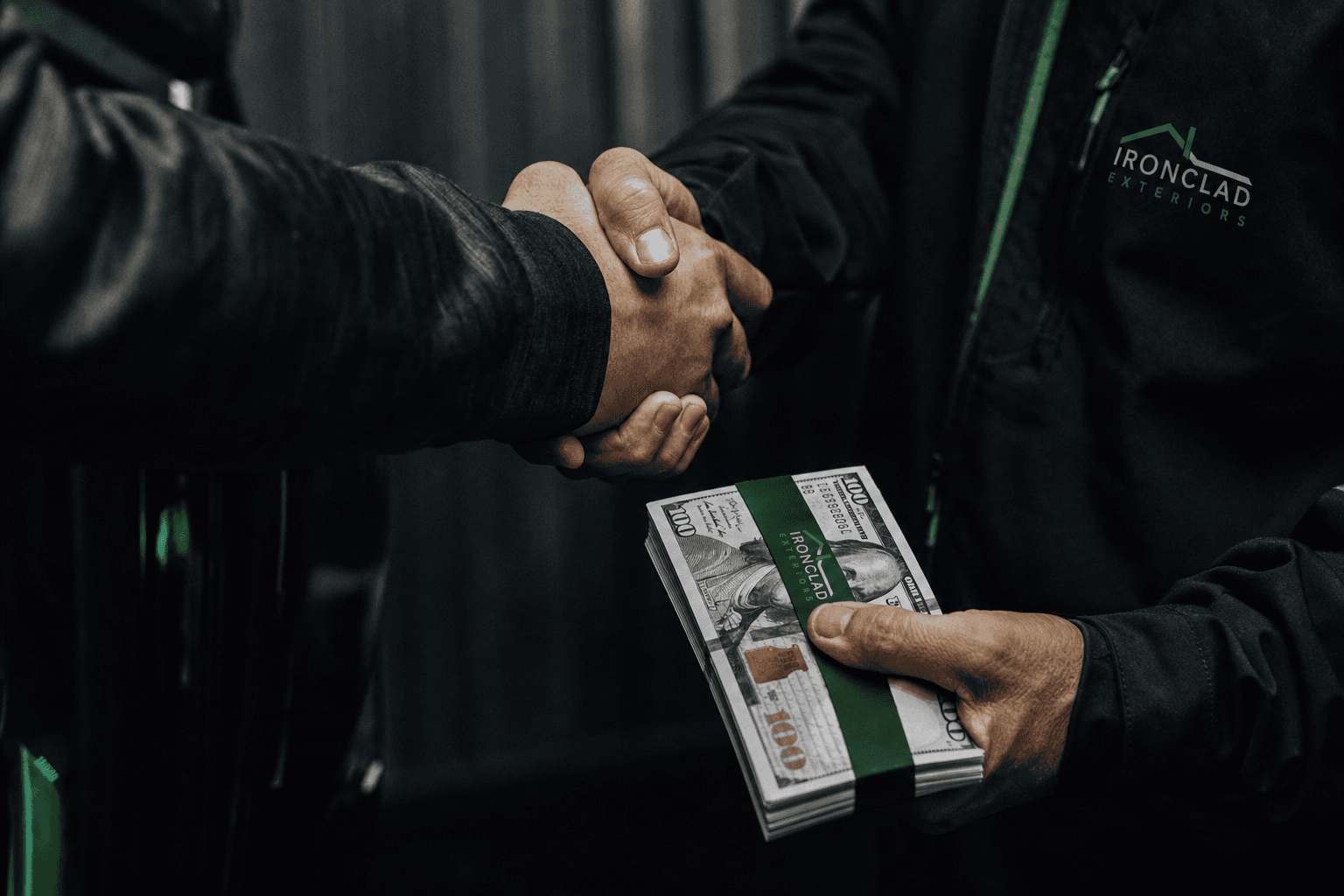 Cash payment exchange for junk car — industrial editorial style