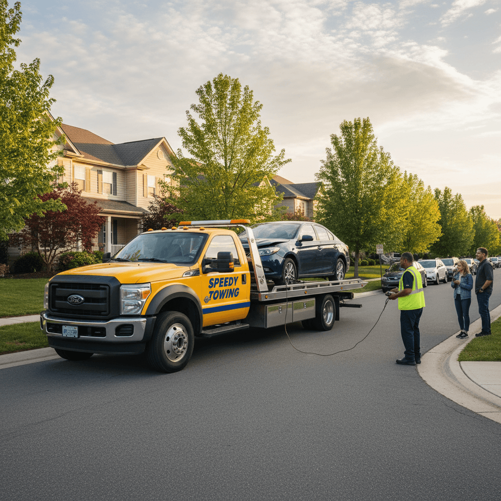 Tow truck loading a non-running car for same-day pickup