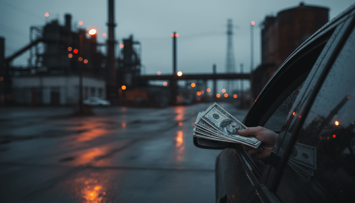 Hand holding cash payment for a junk car sale